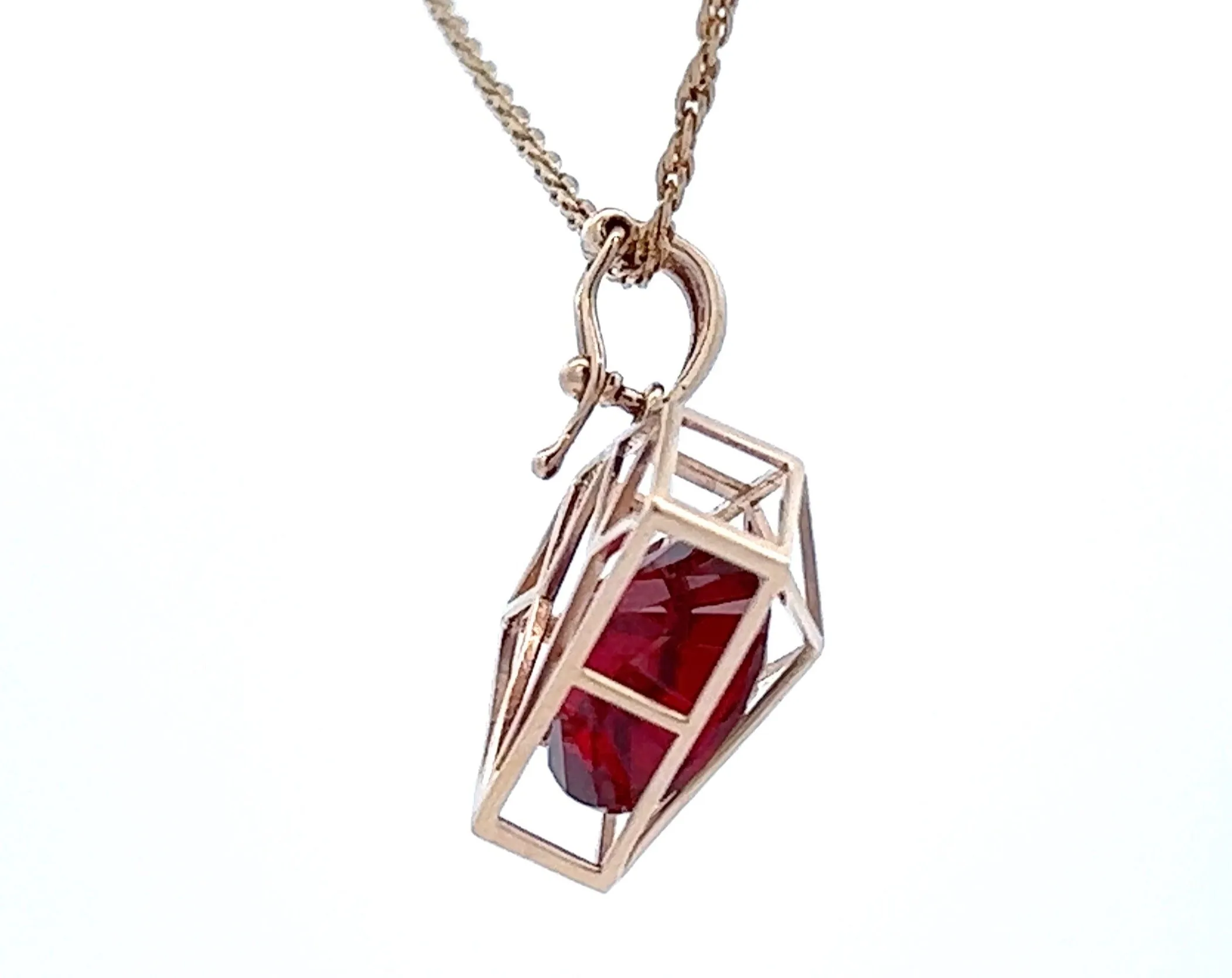 Handmade Ruby & Yellow Gold Enhancer Pendant