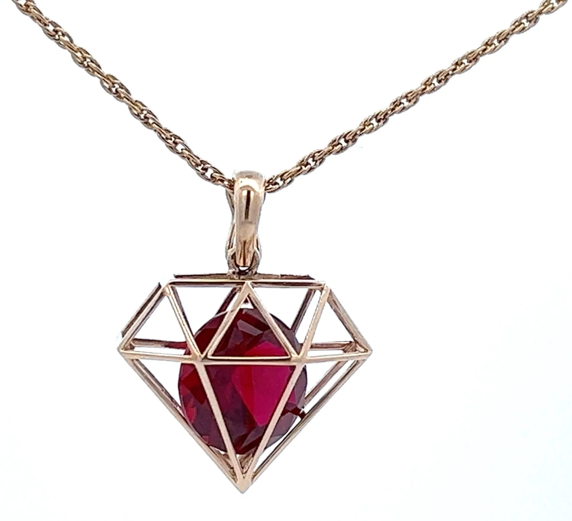 Handmade Ruby & Yellow Gold Enhancer Pendant