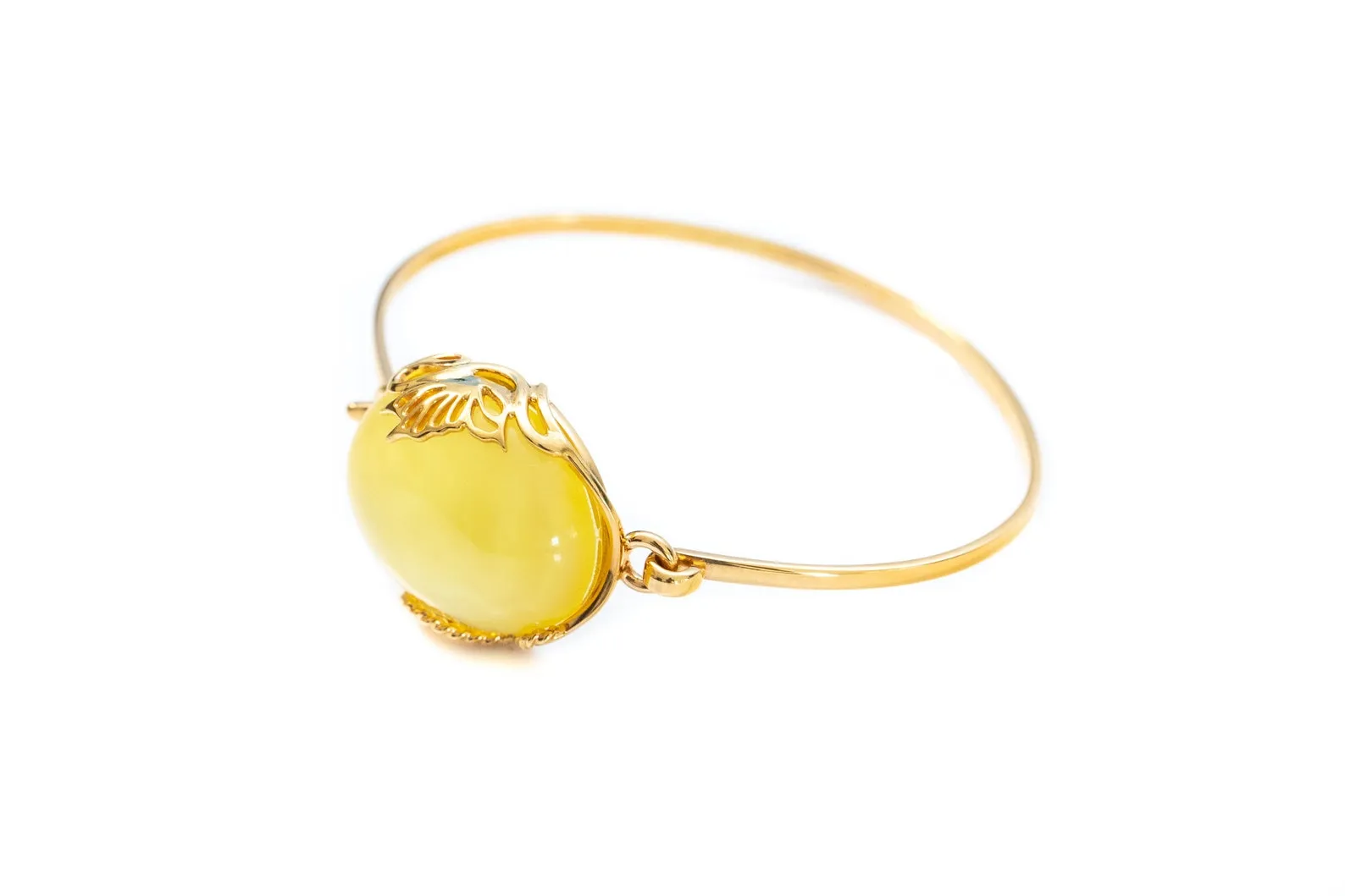 Handmade Yellow Amber and Gold Bangle