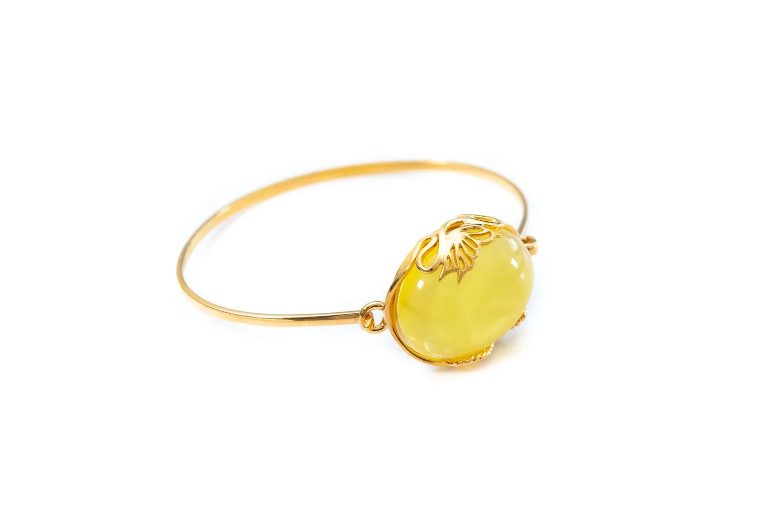 Handmade Yellow Amber and Gold Bangle