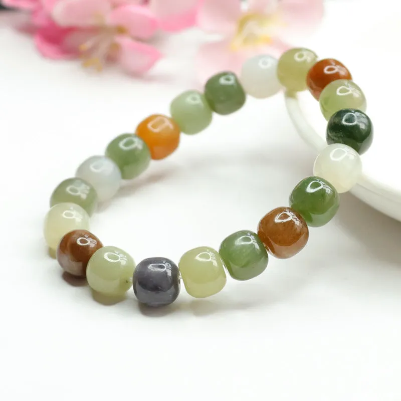 Hetian Jade and Smoke Purple Sugar Topaz Sterling Silver Bracelet