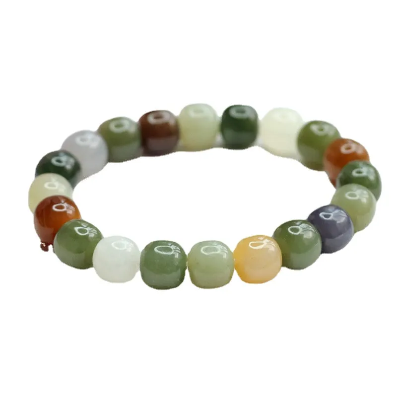 Hetian Jade and Smoke Purple Sugar Topaz Sterling Silver Bracelet