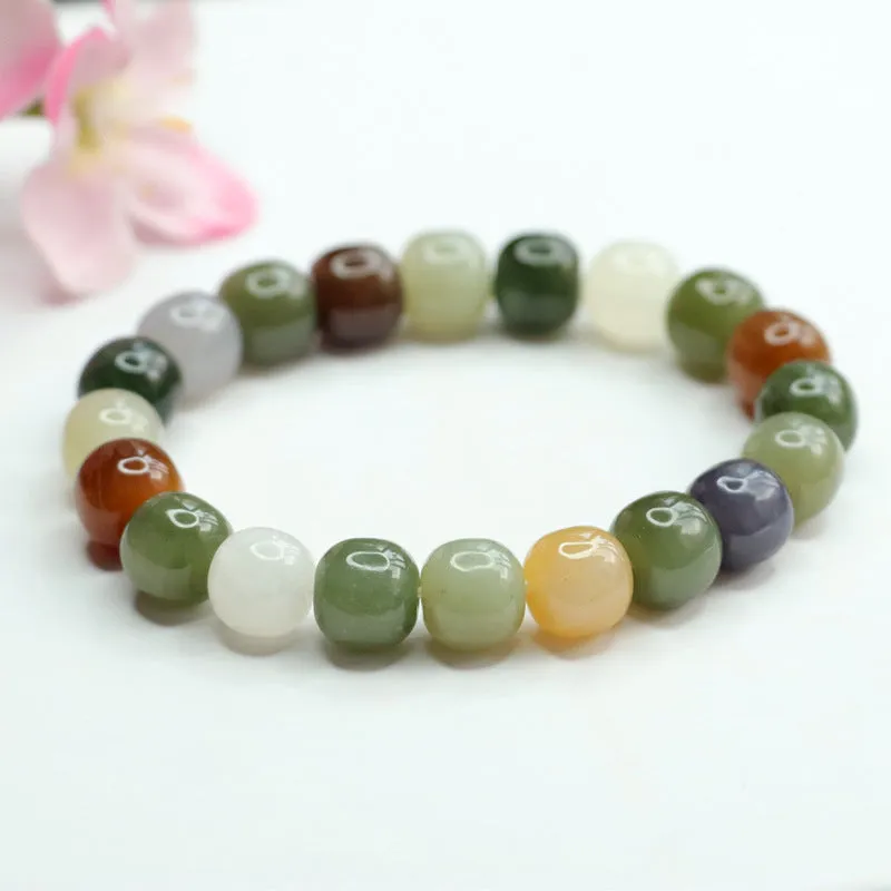 Hetian Jade and Smoke Purple Sugar Topaz Sterling Silver Bracelet