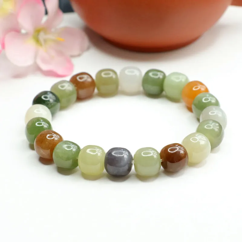 Hetian Jade and Smoke Purple Sugar Topaz Sterling Silver Bracelet