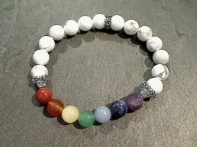 Howlite With Chakra Stones 8MM Stretch Bracelet