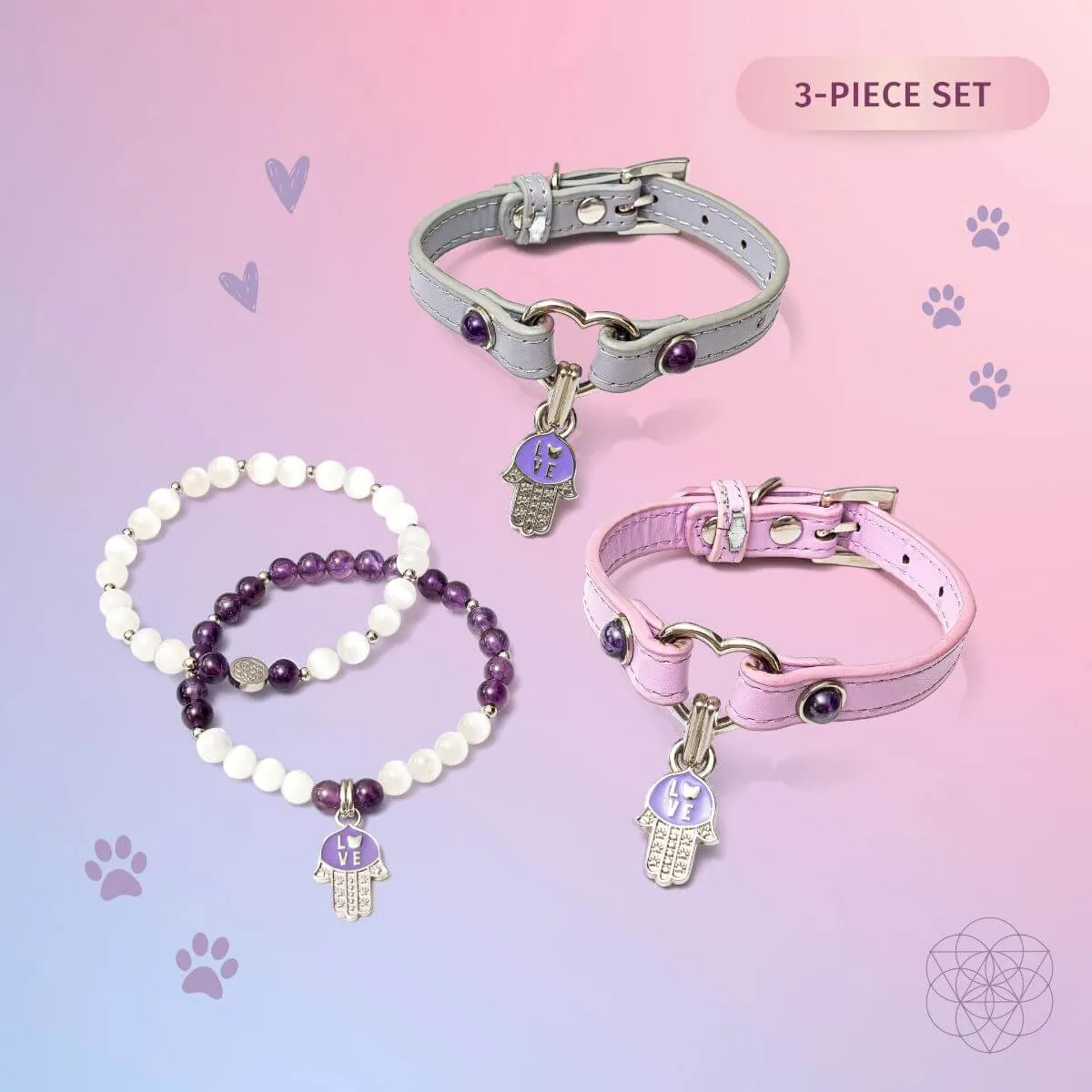 I Love My Cat - Matching Collar & Bracelet Set (3 Pcs)