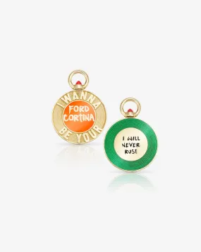 'I Wanna Be Your Ford Cortina' Gold Vinyl Pendant