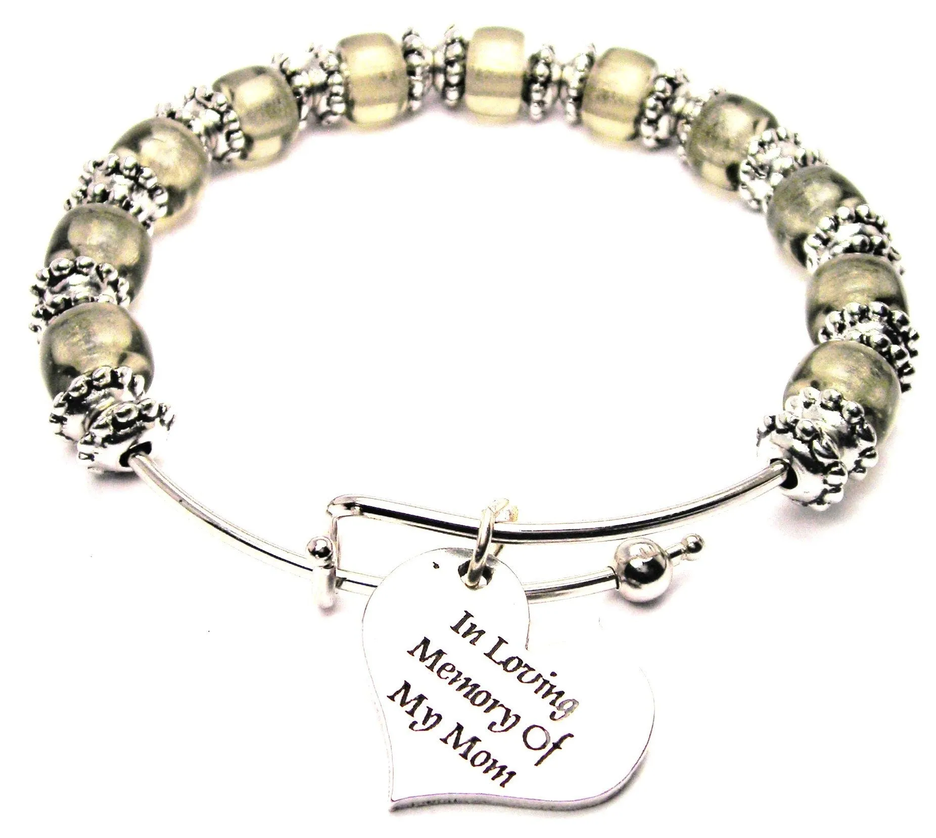 In Loving Memory Of My Mom 9mm Glass Beaded Single Bracelet