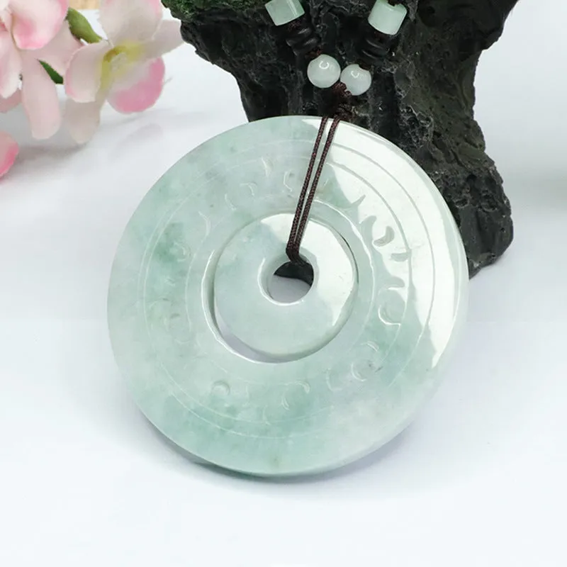 Jade Double Buckle Pendant with Antique Ping An Buckle - Sterling Silver Fortune's Favor Pendant