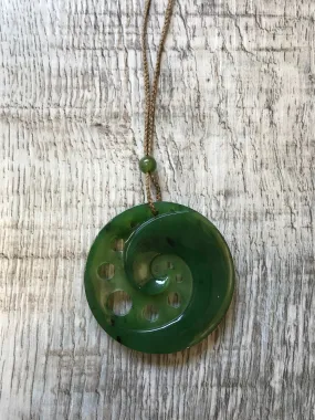 Jade Fiddlehead Medallion Necklace