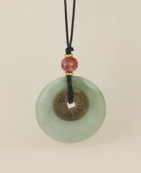 Jade with Ancient I-Ching Coin Pendant Necklace