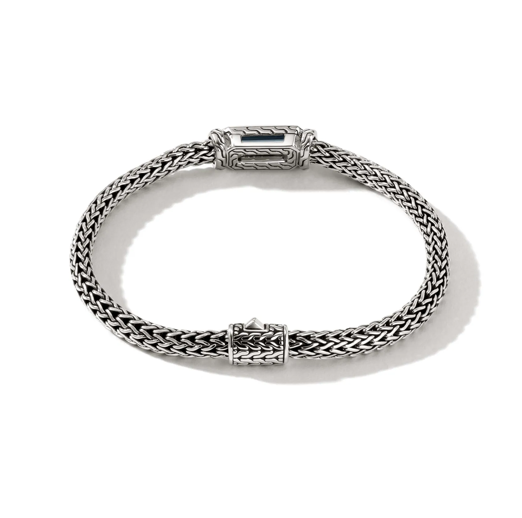 John Hardy Classic Chain Silver Chain Bracelet with Blue Topaz, 5mm