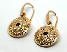 Kaedesigns New Genuine 9ct Yellow, Rose or White Gold Antique Red Ruby Filigree  Earrings