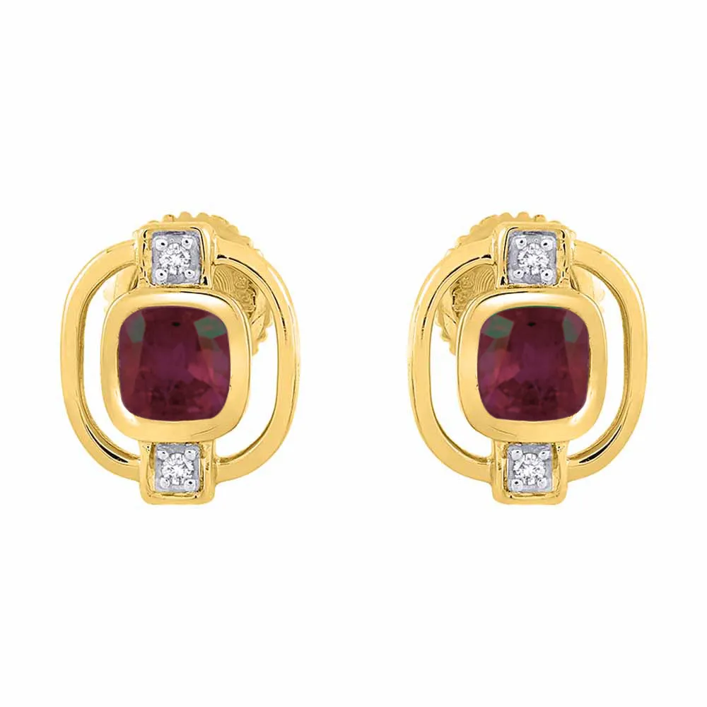 KATARINA 5/8 cttw Diamond and Cushion Cut Ruby Fashion Earrings