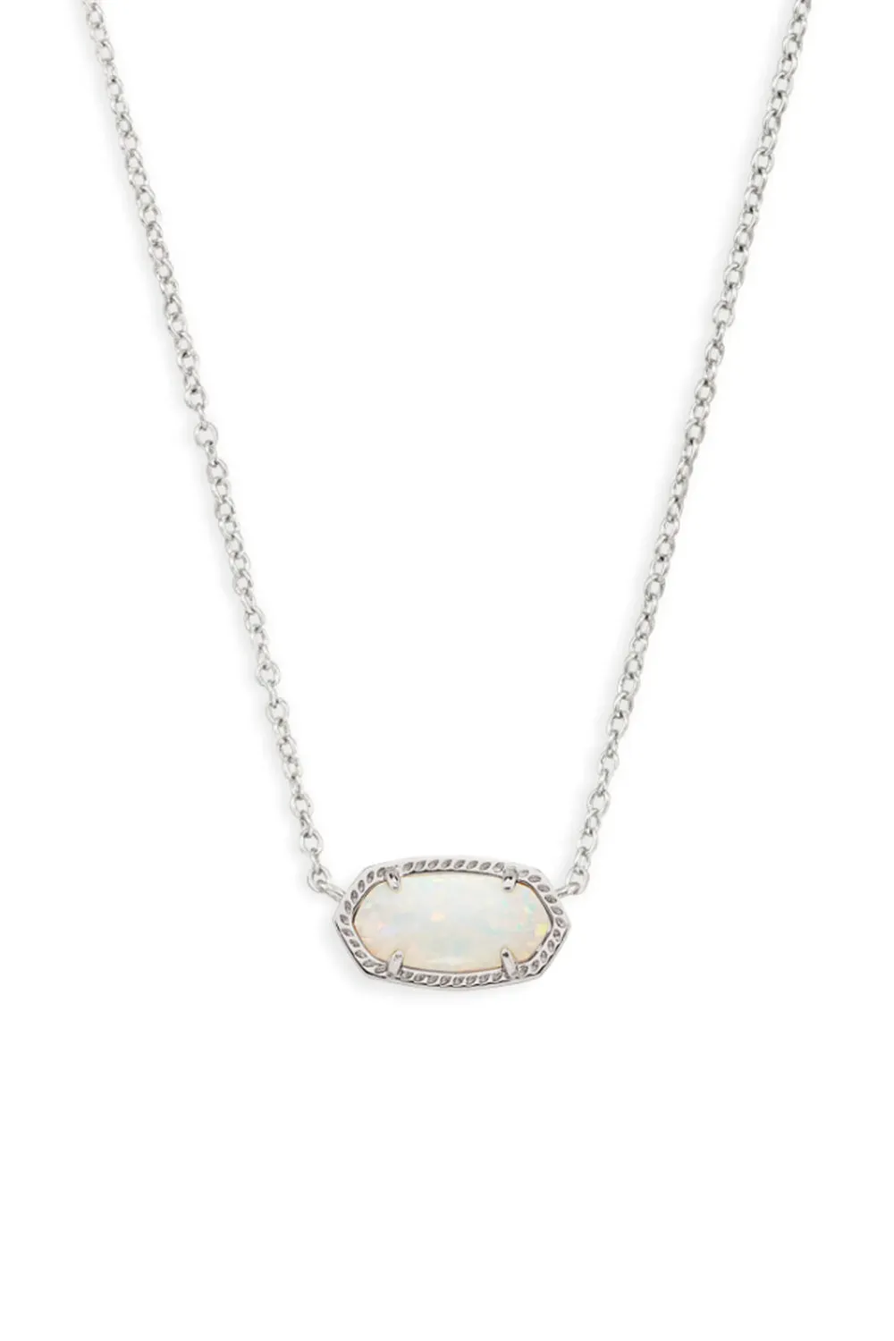 Kendra Scott Elisa Silver Pendant Necklace in White Kyocera Opal | 4217714172