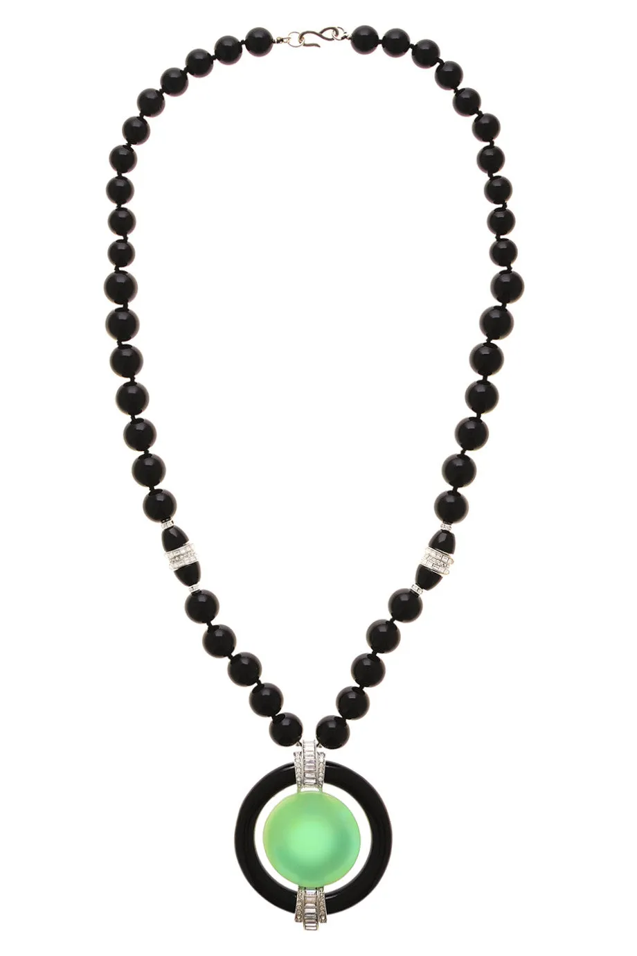 KENNETH JAY LANE SATURN Jade Black Beaded Crystal Pendant