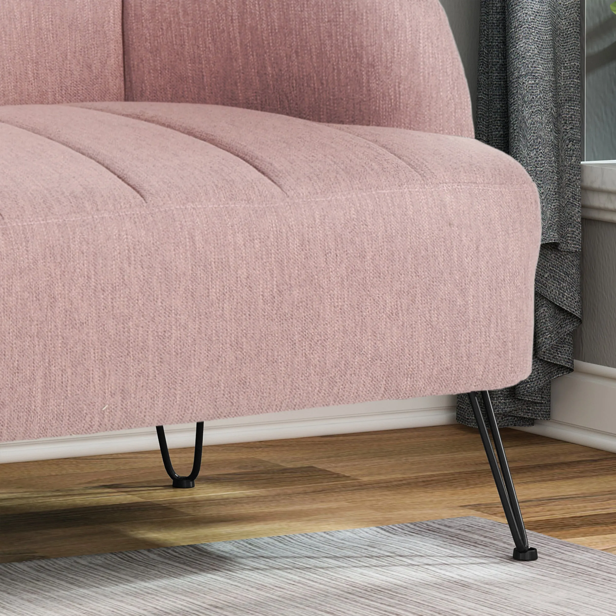 Kyra Modern Fabric Settee with Hairpin Legs