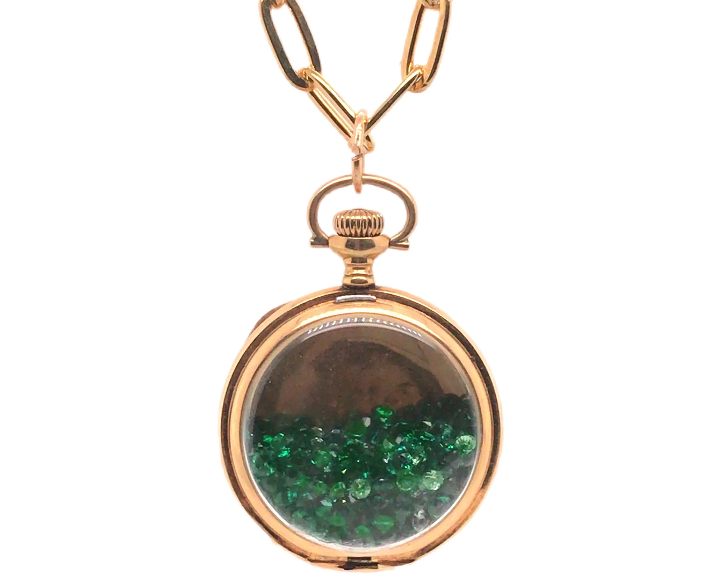 Lab Colored Stones Pocket Watch Shaker Necklaces