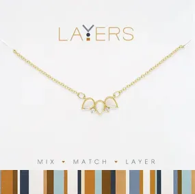 Layers Gold White opal necklace