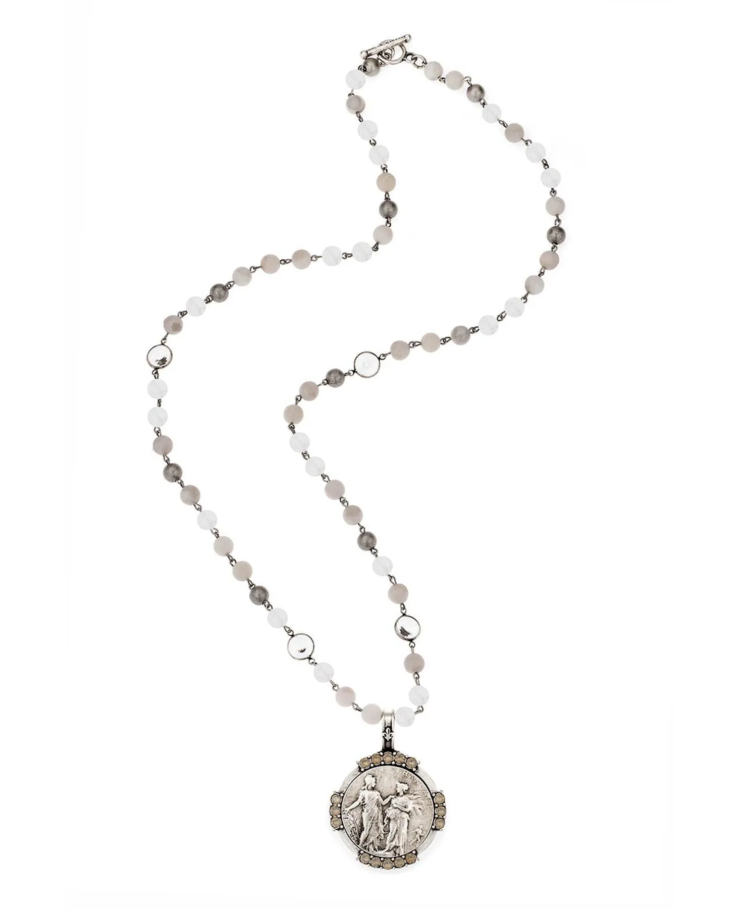 Linen Mix Republique Medal Necklace