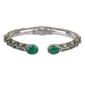 London Blue Topaz and Jade Open Bracelet