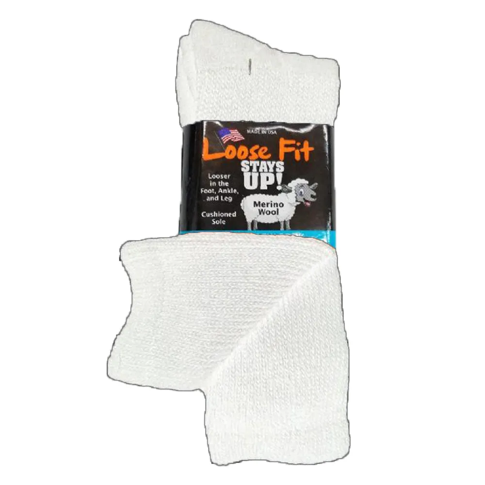 Loose Fit Crew Socks White Large