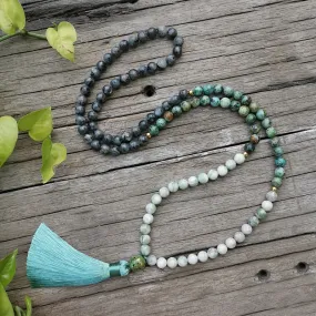 Lucky Jade & Turquoise Mala Bracelet/Necklace/Set