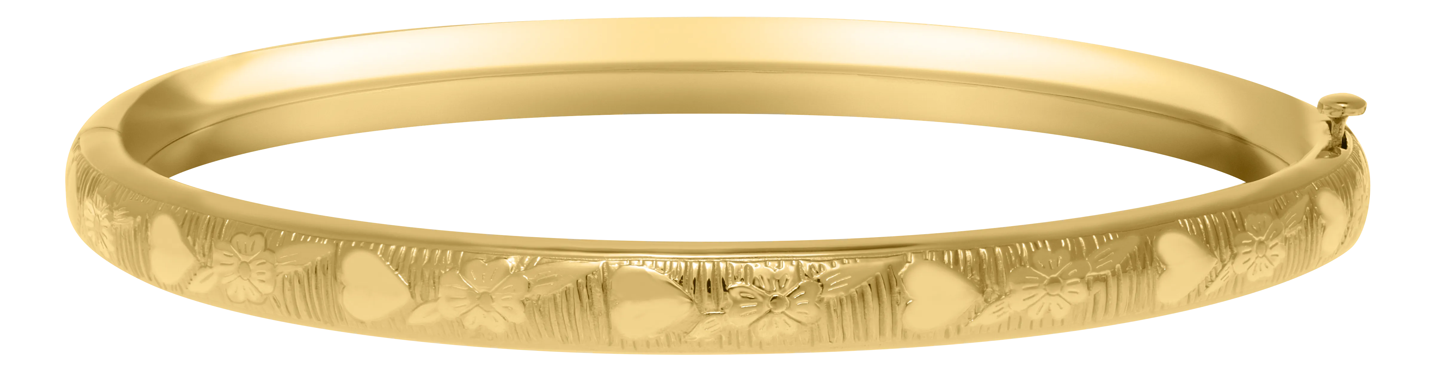 Marathon Yellow Gold Engraved Bangle