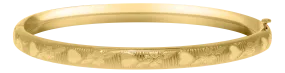 Marathon Yellow Gold Engraved Bangle