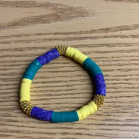 Mardi Gras Rubber Heshi Beaded Bracelet