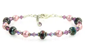 Mauve Pink Crystal Beaded Bracelet