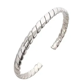 Men's 7mm Sterling Silver Bangle Bracelet | Handmade Durable Solid Silver Bracelet