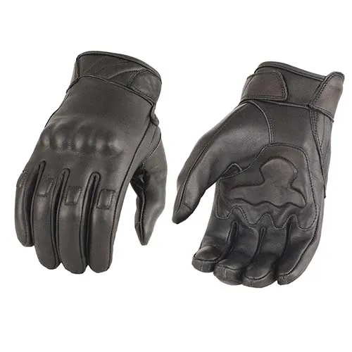 Milwaukee Leather MG7521 Men's Black Leather Gel Padded Palm Motorcycle Hand Gloves W/ Rubberized Protective Knuckle