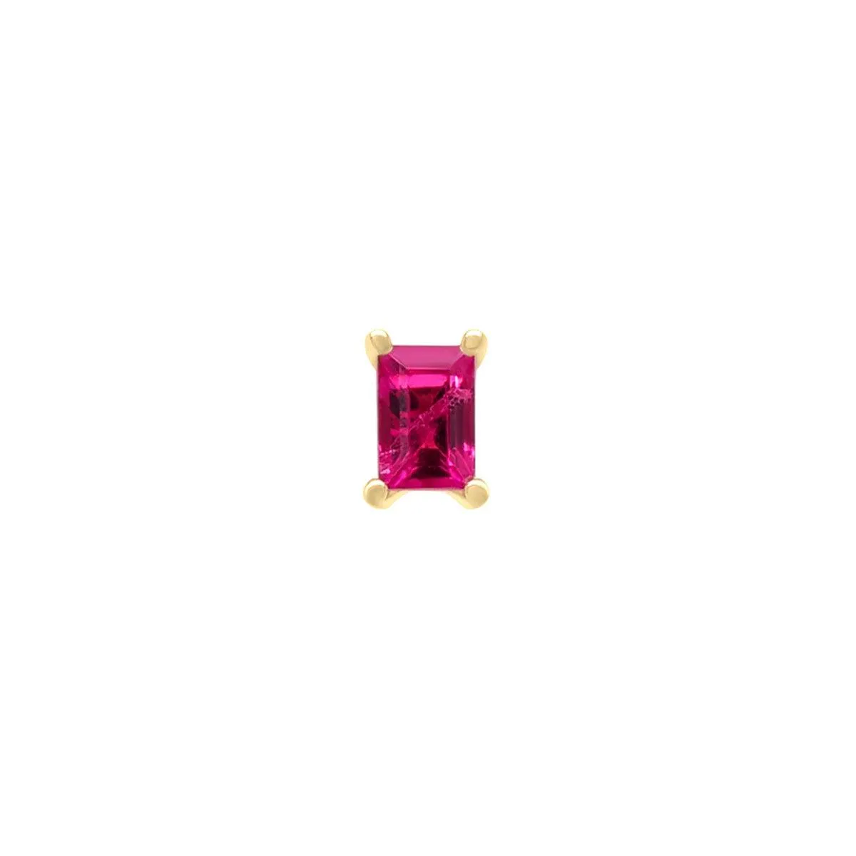 Mini Baguette Ruby Threaded Flat Back Earring | .25GMS .10CT | Single