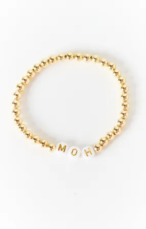 MOH Bracelet ~ Gold & White Beaded