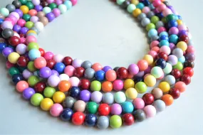 Multi Color Acrylic Lucite Bead Multi Strand Chunky Statement Necklace - Alana