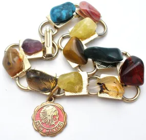 Multi Gemstone Vintage Bracelet 7"