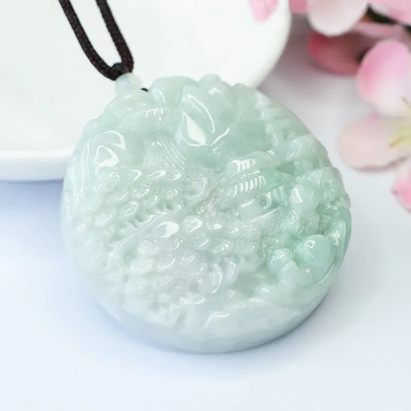 Myanmar Jade Sterling Silver Pendant with Landscape Carving