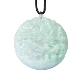 Myanmar Jade Sterling Silver Pendant with Landscape Carving