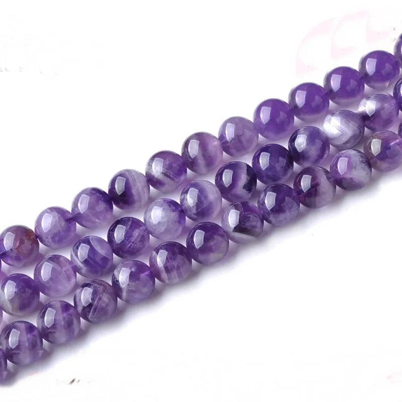 Natural Amethyst Loose Beads Dream Amethyst Semi-Finished Round Beads