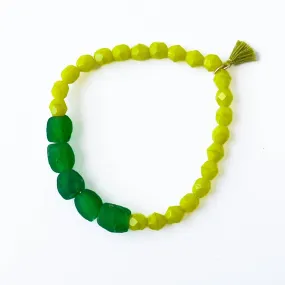 Nest Pretty Things | Recycled African Glass And Mixed Large Bead Bracelet: Chartreuse