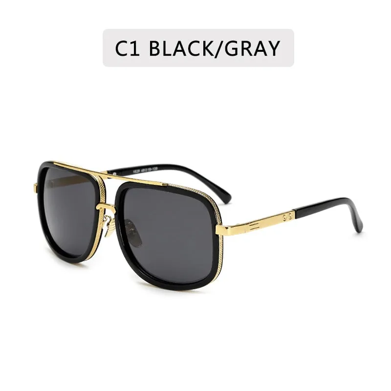 New Fashion Big Frame Sunglasses Men Square  Metal Sun Glasses Women Retro Sun Glasses Vintage High Quality Gafas Oculos De Sol