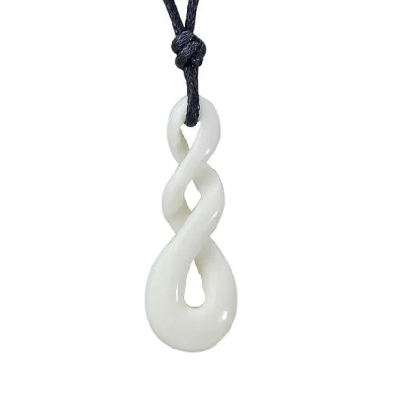 New Zealand Maori Tribal Style Hand Carved Bone 'PIKORUA' ( Twists)  ETERNITY Necklace-9 styles