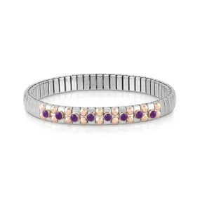 Nomination Extension Stretch Bracelet, Amethyst Stones, 9K Rose Gold, Stainless Steel