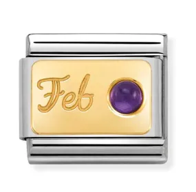 Nomination Link Gold Amethyst February Birthstone Charm