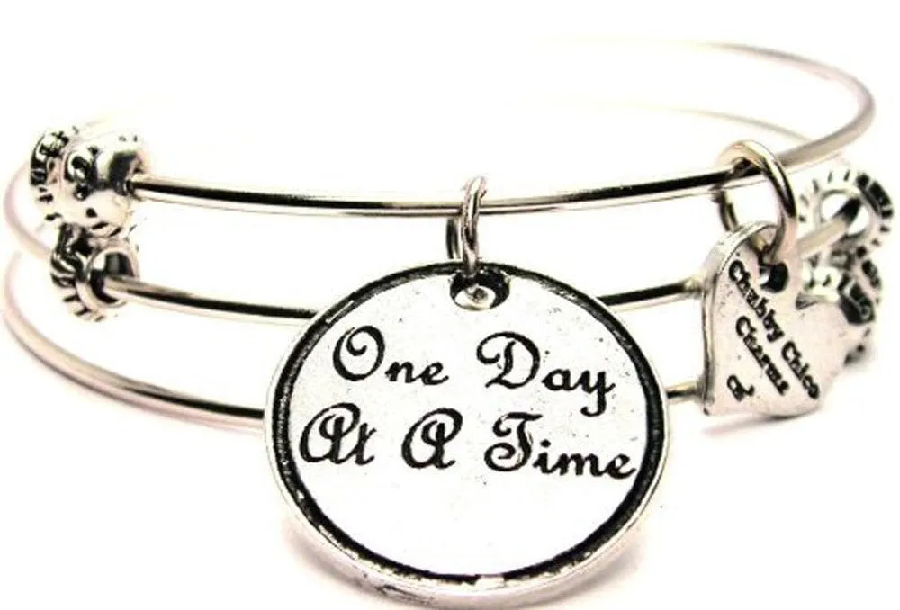 One Day At a Time Triple Style Expandable Bangle Bracelet