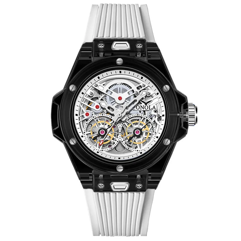 ONOLA Amazing 48mm Skeleton Transparent Watch with Visible Gears