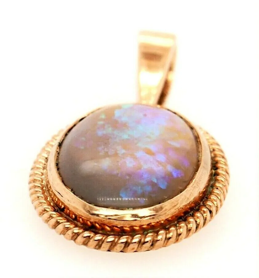 Opal & 9ct Yellow Gold Pendant Fine Jewellery Gemstone Necklace