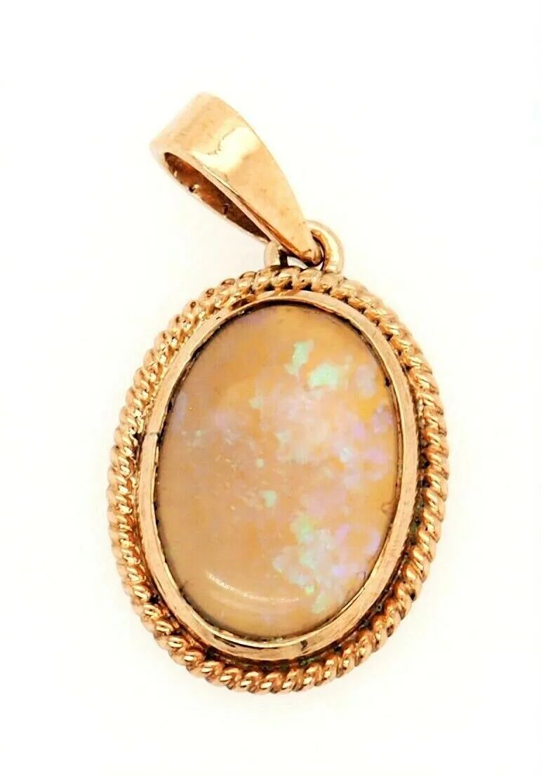 Opal & 9ct Yellow Gold Pendant Fine Jewellery Gemstone Necklace