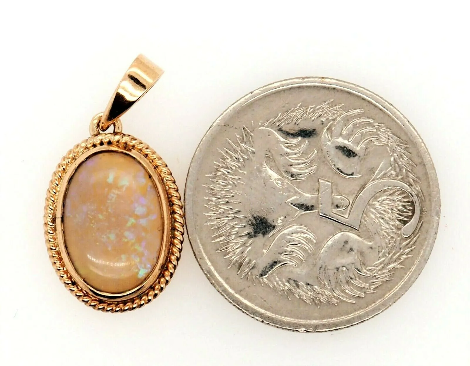 Opal & 9ct Yellow Gold Pendant Fine Jewellery Gemstone Necklace